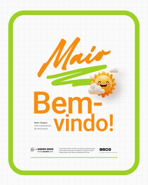 BEM VINDO MAIO SAUDAÇÃO MÊS SOCIAL MEDIA POST EDITÁVEL FEED