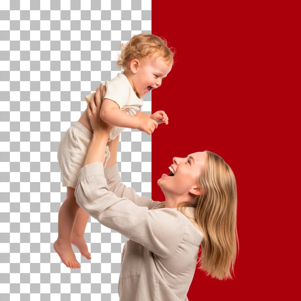 IMAGEM PARA COMPOSIÇÃO MÃE LEVANTANDO O FILHO NOS BRAÇOS EM PNG