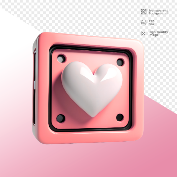 CORAÇÃO QUADRADO -  ELEMENTO 3D CORAÇÃO  PARA COMPOSIÇÃO