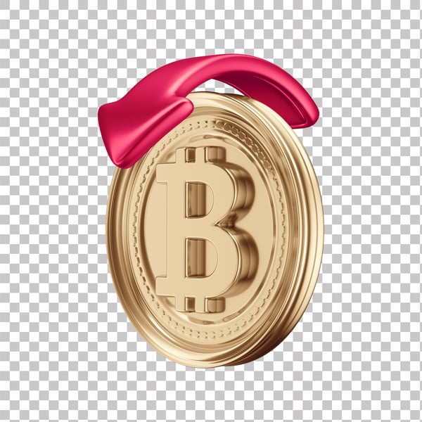 LAB ASSET 3D DE CRIPTOMOEDAS BITCOIN SIMBOLIZANDO QUEDA COM FUNDO ISOLADO (2)