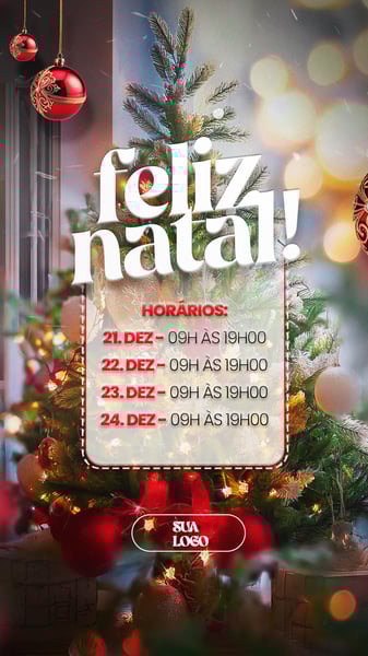 FELIZ NATAL 25 DE DEZEMBRO AVISO INFORME HORÁRIO COMUNICADO SOCIAL MEDIA PSD EDITÁVEL