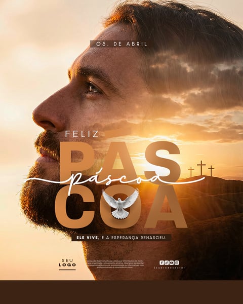 FELIZ PÁSCOA 05 DE ABRIL SOCIAL MEDIA PSD EDITÁVEL