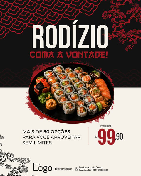 SUSHI COMIDA JAPONESA SOCIAL MEDIA PSD EDITÁVEL 2