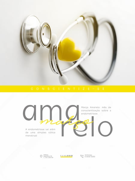 MARÇO AMARELO CONSCIENTIZAÇÃO SOBRE A ENDOMETRIOSE SOCIAL MEDIA PSD EDITÁVEL 3