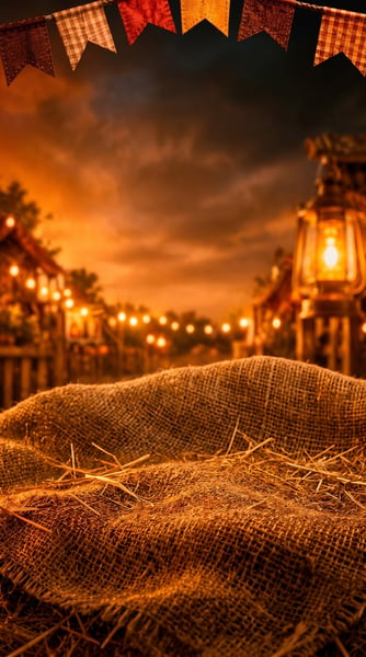 FAZENDA COM BANDEIRINHAS LAMPARINAS FENOS FESTA JUNINA E SÃO JOÃO 02