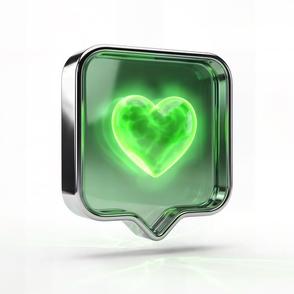 NOTIFICAÇÃO INSTAGRAM CORAÇÃO VERDE 3D GLASS