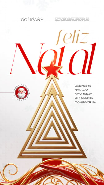 CARTÃO FELIZ NATAL ÁRVORE DOURADA SOCIAL MEDIA FLYER PSD EDITÁVEL STORY