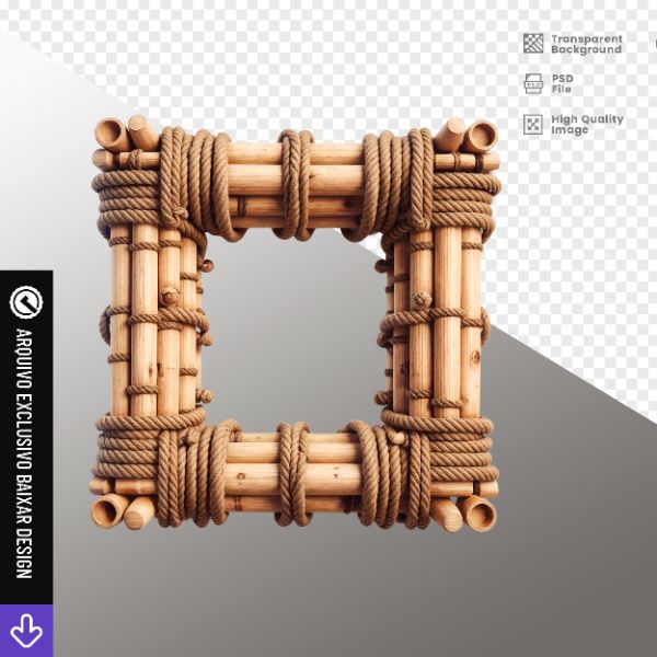 ESTRUTURA QUADRADA DE BAMBU - ELEMENTO 3D PARA COMPOSIÇÃO - EXCLUSIVO BAIXAR DESIGN