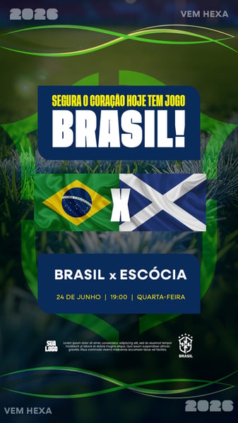 FLYER FUTEBOL BRASIL X ESCÓCIA PSD EDITÁVEL 2 ST