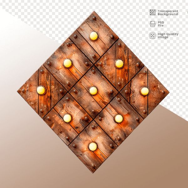 LOSANGO DE MADEIRA COM LUZ - ELEMENTO 3D PARA COMPOSIÇÃO