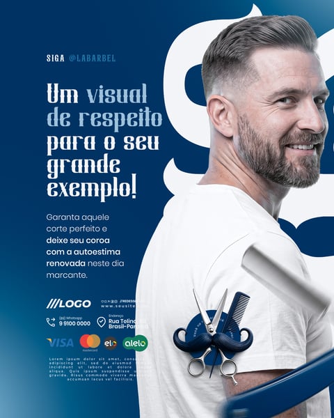 Um visual de respeito Corte Barbearia Dia dos Pais Social Media PSD Editável