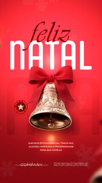 NATAL SINO DOURADO LAÇO VERMELHO SOCIAL MEDIA FLYER PSD EDITÁVEL STORY