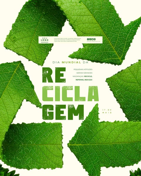 DIA MUNDIAL DA RECICLAGEM 17 DE MAIO SOCIAL MEDIA EDITÁVEL FEED