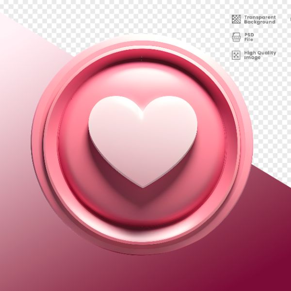 ELEMENTO PARA COMPOSIÇÃO CÍRCULO ROSA E CORAÇÃO BRANCO