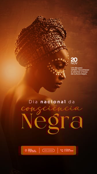 FLYER DIA DA CONSCIÊNCIA NEGRA 20 DE NOVEMBRO PSD EDITÁVEL