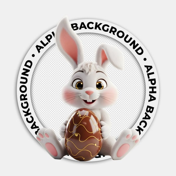 COELHINHO DA PÁSCOA BRANCO SEGURANDO UM OVO DE CHOCOLATE 05