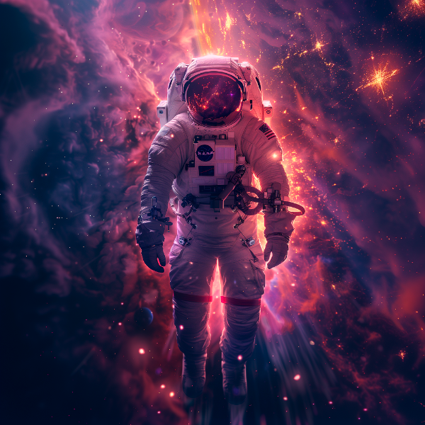 ASTRONAUTA NA ESPAÇO | COM LUZES NEON | FAÍSCAS | IMAGEM BACKGROUND