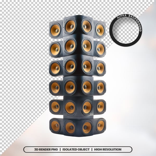 3D RENDER CAIXA DE SOM ELEMENTO ÍCONE PSD PNG