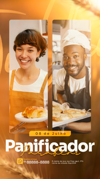 STORIES FELIZ DIA DO PANIFICADOR POST INSTAGRAM PANIFICADORA SOCIAL MEDIA PSD