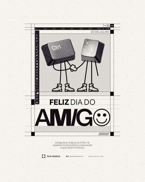 Dia do Amigo Teclas Ctrl e Referencia Design Salvar Projeto Social Media PSD Editável