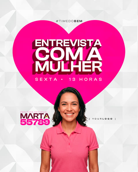 ANÚNCIO DE ENTREVISTA CANDIDATA POLÍTICA PSD EDITÁVEL