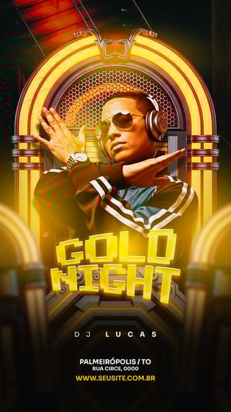 FLYER EVENTO SHOW DJ LUCAS GOLD NIGHT PSD STORY 94