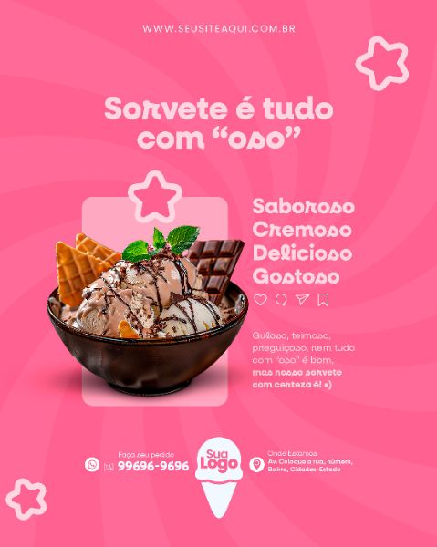 FEED VERTICAL - SORVETERIA - SORVETE | SOCIAL MEDIA | PSD EDITÁVEL