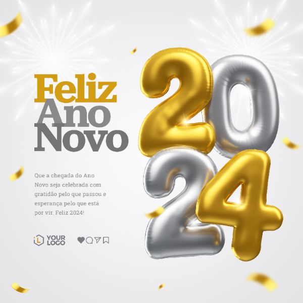 Feliz Ano Novo 2024 Template Social Media