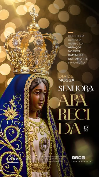 DIA DE NOSSA SENHORA APARECIDA 12 DE OUTUBRO STORY SOCIAL MEDIA PSD EDITÁVEL 2