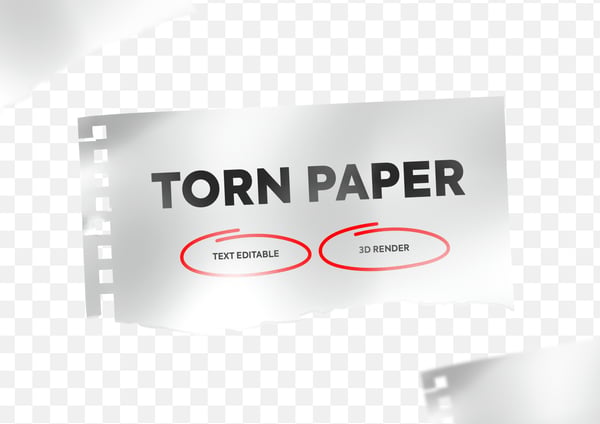 Papel Rasgado de Caderno Texto Editável Elemento 3D PNG Transparente
