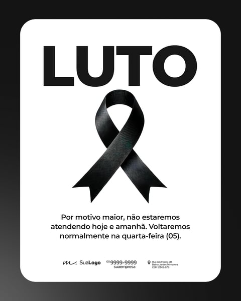 COMUNICADO DE LUTO SOCIAL MEDIA PSD EDITÁVEL
