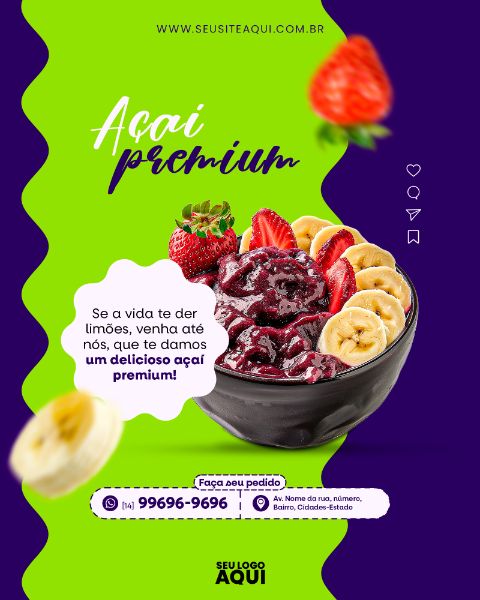 AÇAÍTERIA E SORVETERIA - SOCIAL MEDIA - PSD EDITÁVEL