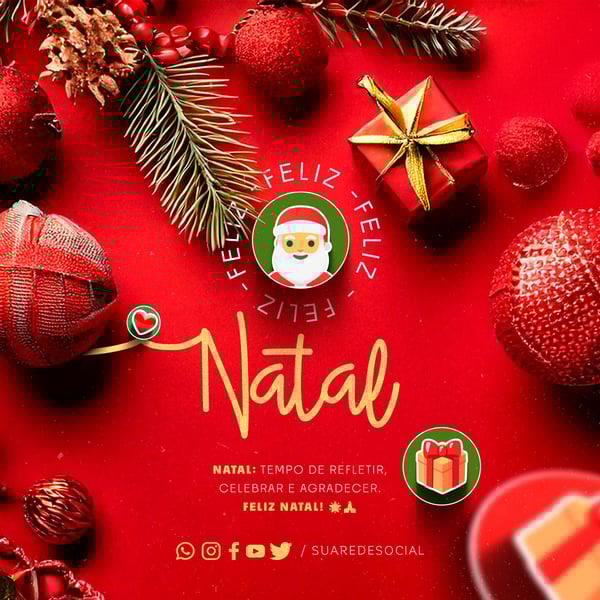 PAQ SOCIAL MEDIA FELIZ NATAL FEED NATAL, TEMPO DE REFLETIR E AGRADECER