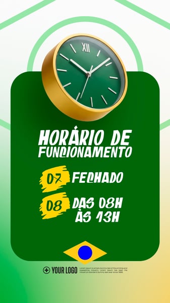 HORÁRIOS FERIA DO INDEPENDÊNCIA BRASIL SOCIAL MEDIA FLYER PSD EDITÁVEL STORY