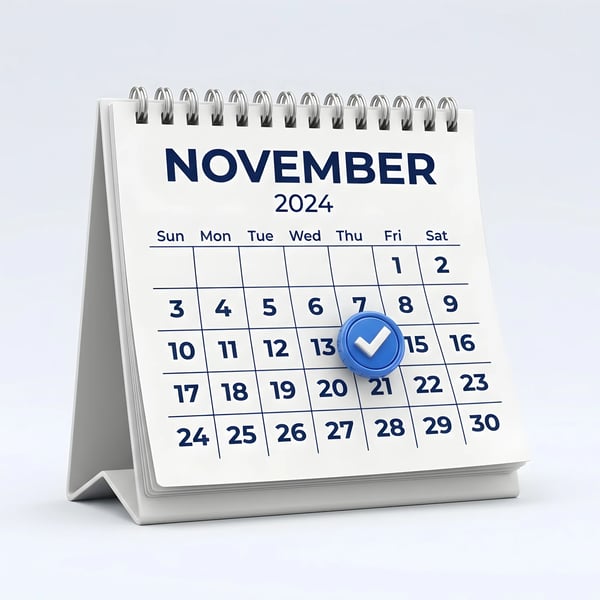 NOVEMBER DESK CALENDAR CHECKUP REMINDER DATE