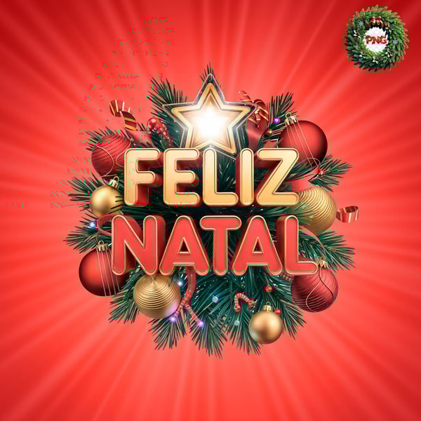SELO ESTRELA E BOLINHAS DE NATAL FELIZ NATAL 3D PSD EDITÁVEL