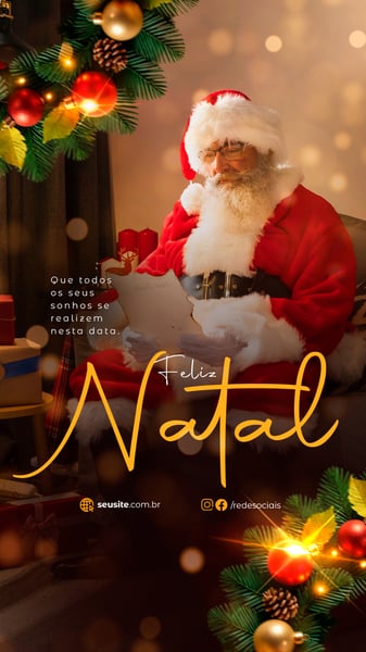 25 DE DEZEMBRO FELIZ NATAL PAPAI NOEL SOCIAL MEDIA STORY PSD EDITÁVEL