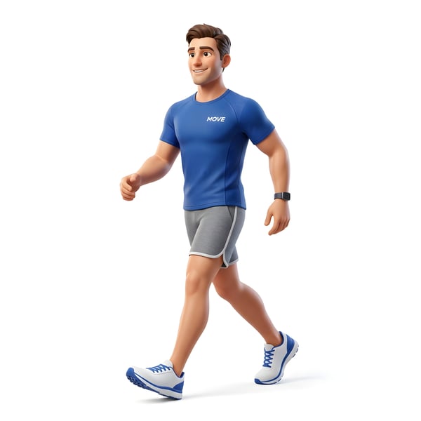 ACTIVE MAN WALKING BLUE SPORTSWEAR FITNESS