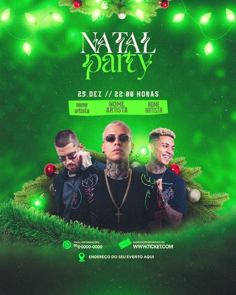 NATAL PARTY FLYER DE EVENTO SHOW ARTISTA BALADA EVENTO SERTANEJO FUNK