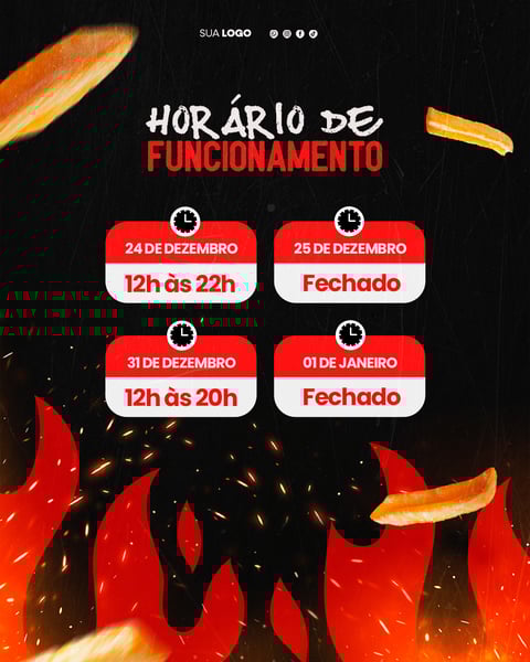 REDE SOCIAL HORÁRIO DE FUNCIONAMENTO HAMBURGUER HAMBURGUERIA