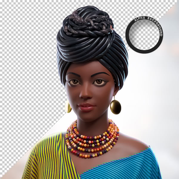 MULHER NEGRA AFRO ELEMENTO PSD PNG 7