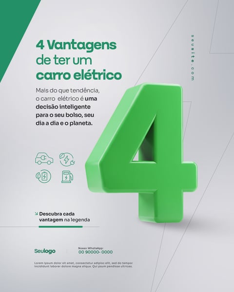 Carros Elétrico Social Media PSD Editável 