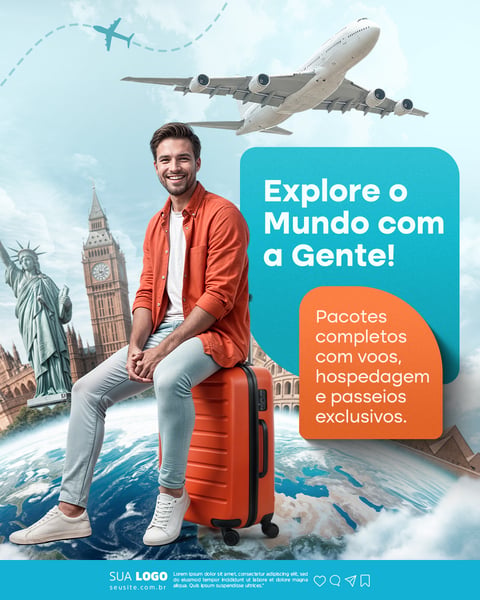 Agência de Viagens Turismo Social Media PSD Editável