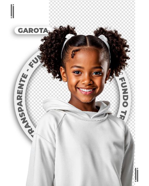 GAROTA COM MOLETON BRANCO | IMAGEM SEM FUNDO | PSD EDITÁVEL