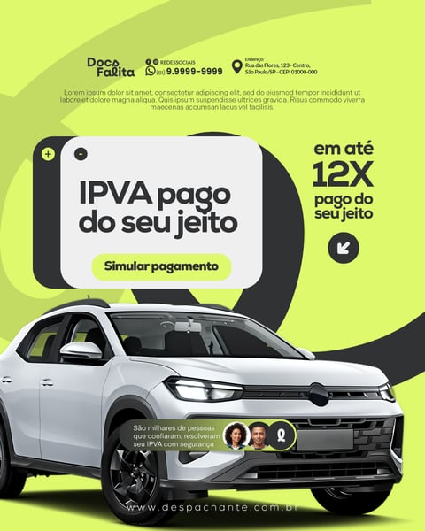 IPVA Despachante Veicular Social Media PSD Editável