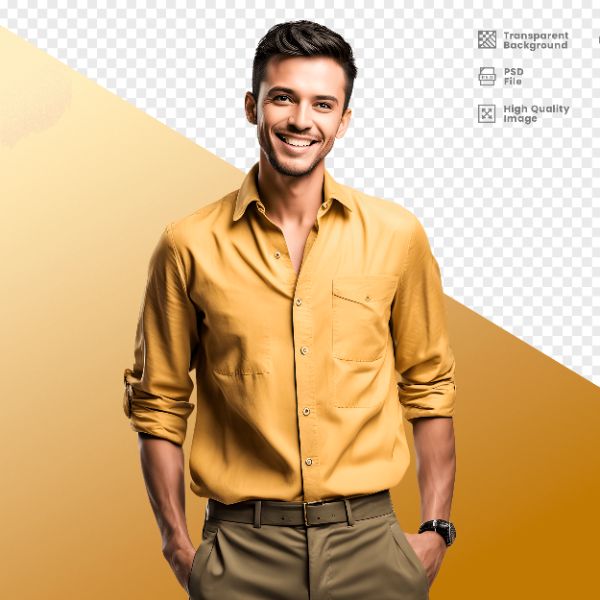 HOMEM COM CAMISA AMARELA