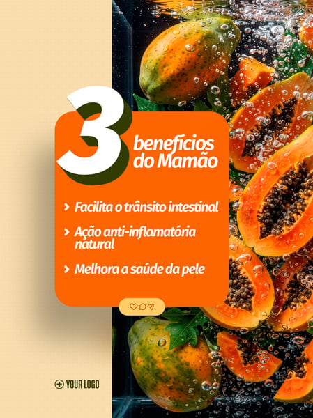 BENEFÍCIOS DO MAMÃO NUTRIÇÃO SOCIAL MEDIA FLYER PSD EDITÁVEL