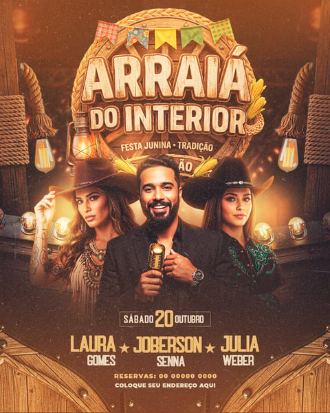 FLYERS PARA EVENTOS ARRAIÁ DO INTERIOR FEED
