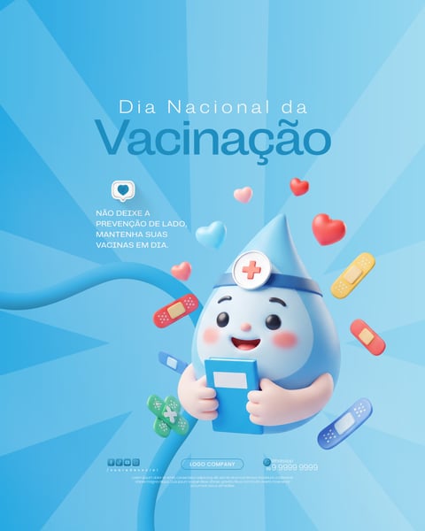 DIA NACIONAL DA VACINAÇÃO CAMPANHA DE SAÚDE SOCIAL MEDIA PSD EDITÁVEL 2