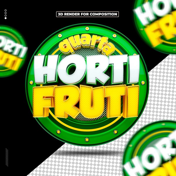 SELO 3D QUARTA HORTIFRUTI PARA COMPOSIÇÃO